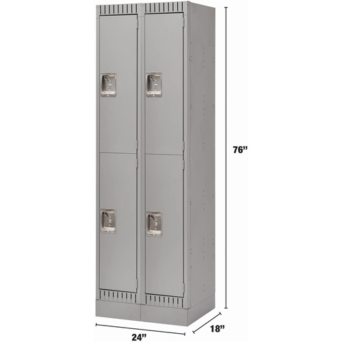 Casiers, 2 niveaux, Bloc de 2, 24" x 18" x 76", Acier, Gris, D&eacute;mont&eacute; Consource