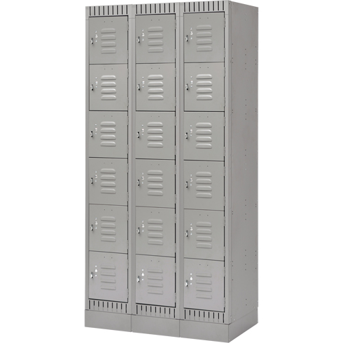 Casiers, 6 niveaux, Bloc de 3, 36" x 18" x 76", Acier, Gris, D&eacute;mont&eacute; Consource