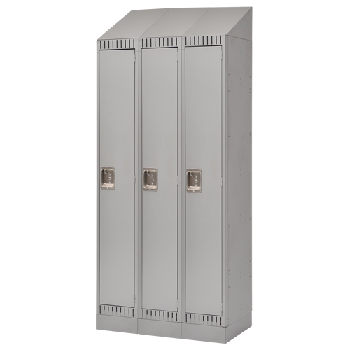 Assembled Lockers, Bank of 3, 36" x 18" x 72", Steel, Grey, Rivet (Assembled) Consource