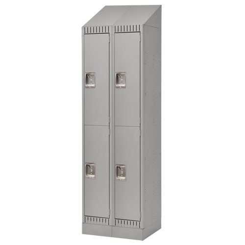 Assembled Lockers, 2 -tier, Bank of 2, 24" x 18" x 72", Steel, Grey, Rivet (Assembled) Consource