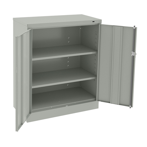Armoire &agrave; hauteur de comptoir, Acier, 2 Tablettes, 42" h x 36" la x 18" P, Gris p&acirc;le Consource