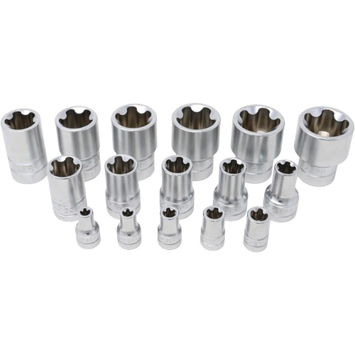 Jeu de douilles TORX EPR &agrave; 5 pans, 16 Morceaux, Prise de 1/2"/1/4"/3/8" Consource