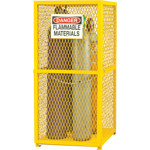 Gas Cylinder Storage Cabinet, 9 Cylinder Capacity, 30" W x 30" D x 71-3/4" H, Yellow Consource