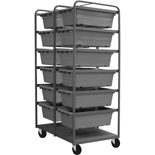 Mobile Tub Rack, Double-sided, 12 bins, 26" W x 36" D x 74" H Consource