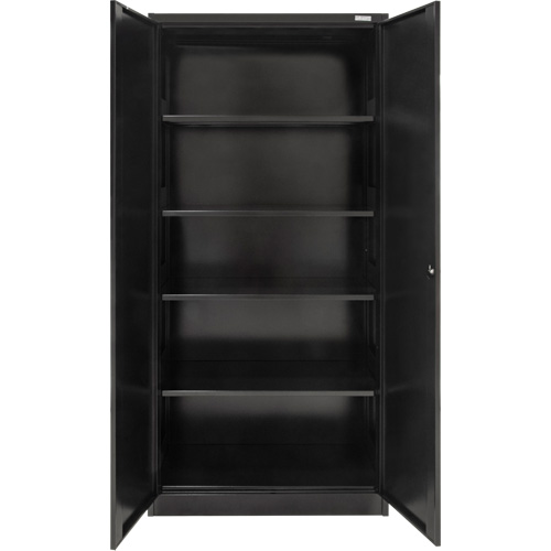 Armoire de rangement Hi-Boy, Acier, 4 Tablettes, 72" h x 36" la x 18" P, Noir Consource