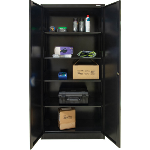 Armoire de rangement Hi-Boy, Acier, 4 Tablettes, 72" h x 36" la x 18" P, Noir Consource