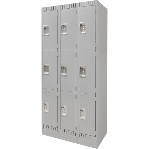 Casiers, 3 niveaux, Bloc de 3, 36" x 18" x 76", Acier, Gris, D&eacute;mont&eacute; Consource