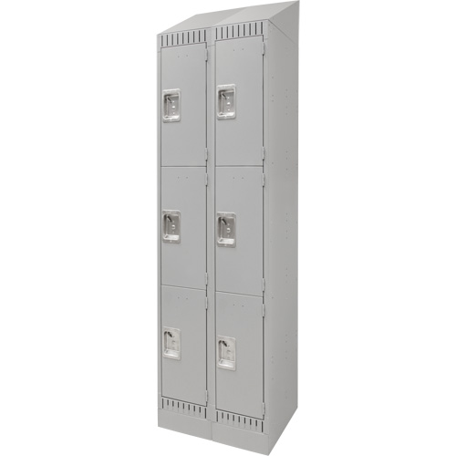 Lockers, 3 -tier, Bank of 2, 24" x 18" x 86", Steel, Grey, Knocked Down Consource