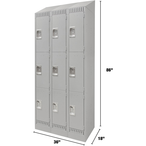 Casiers, 3 niveaux, Bloc de 3, 36" x 18" x 86", Acier, Gris, D&eacute;mont&eacute; Consource
