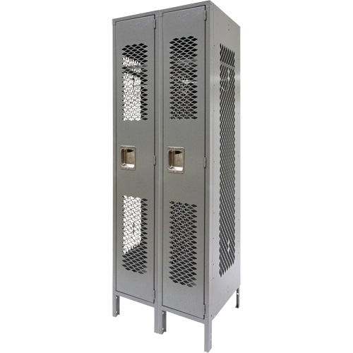 Casiers ventil&eacute;s, Bloc de 2, 24" x 18" x 78", Acier, Gris, D&eacute;mont&eacute;, Perfor&eacute; Consource