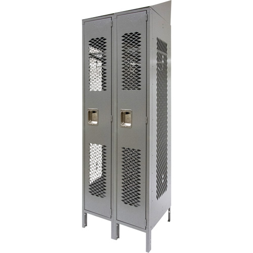 Casiers ventil&eacute;s, Bloc de 2, 24" x 18" x 88", Acier, Gris, D&eacute;mont&eacute;, Perfor&eacute; Consource