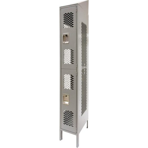 Casiers ventil&eacute;s, 2 niveaux, 12" x 18" x 88", Acier, Gris, D&eacute;mont&eacute;, Perfor&eacute; Consource