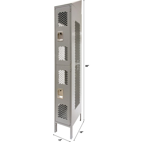 Casiers ventil&eacute;s, 2 niveaux, 12" x 18" x 88", Acier, Gris, D&eacute;mont&eacute;, Perfor&eacute; Consource