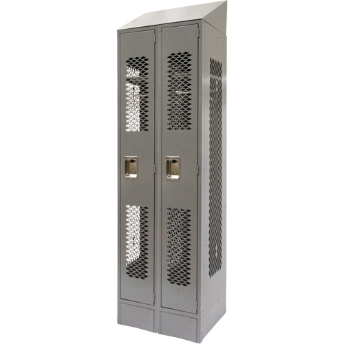 Vented Lockers, Bank of 2, 24" x 18" x 88", Steel, Grey, Knocked Down, Perforated Consource