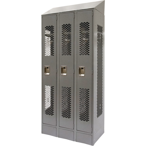 Casiers ventil&eacute;s, Bloc de 3, 36" x 18" x 88", Acier, Gris, D&eacute;mont&eacute;, Perfor&eacute; Consource
