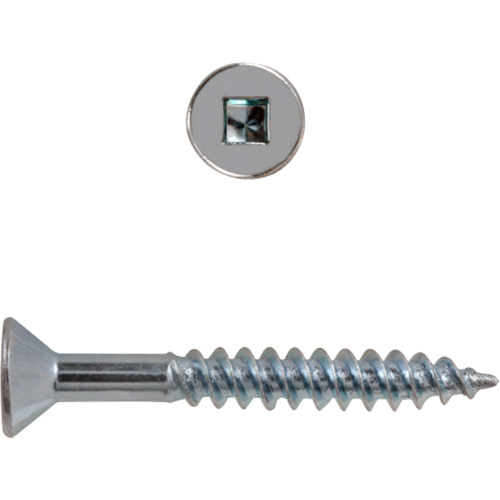 Flat Head Square Drive Wood Screws, #8 x 2-1/2" L, Zinc Plated Consource