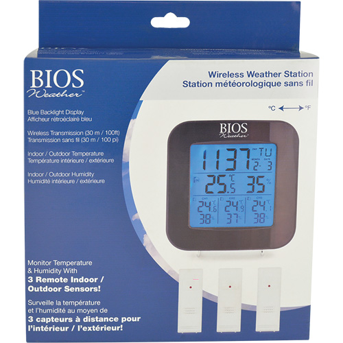 Wireless Weather Station with 3 Sensors, Non-Contact, Digital, 40-158°F (-40-70°C) Consource