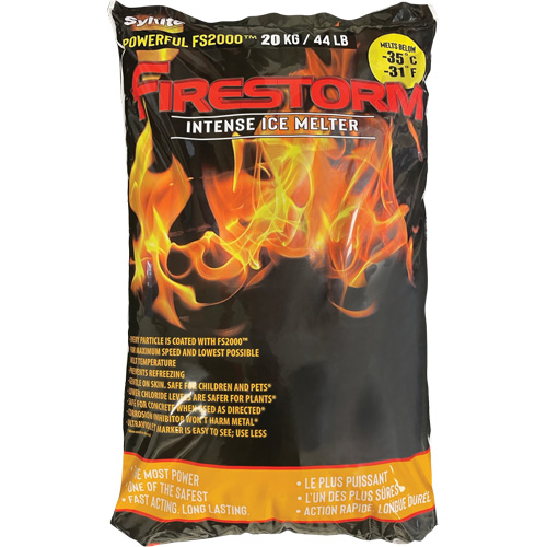 Firestorm Intense Ice Melters, Bag, 44 lbs. (20 kg), -35°C (-31°F) Melting Point Consource