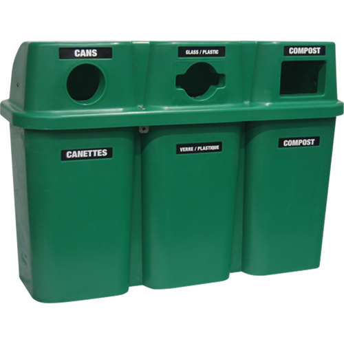 Contenants de recyclage Bullseye, Bord de rue, Plastique, 3 x 22 gal. US Consource