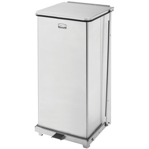 Corbeille &agrave; p&eacute;dale carr&eacute;e avec doublure Defenders, Acier inoxydable, Capacit&eacute; 13 gal. US Consource