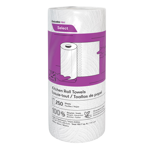 Rouleau d'essuie-tout de cuisine Pro Select, 2 Pli, 250 Feuilles/rouleau, 8" la, 11" lo Consource