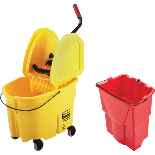 WaveBrake&reg; Mop Bucket & Wringer Combo Pack, Down Press, 8.75 US Gal.(35 Quart), Yellow Consource