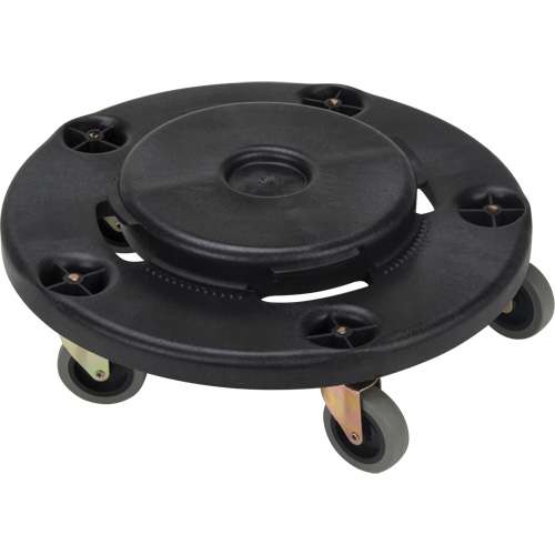 Waste Container Dolly, Polypropylene, Black, Fits: 24" Dia. Consource