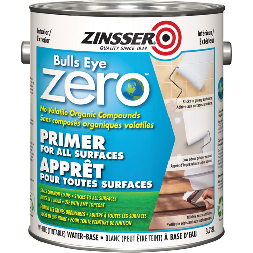 Bulls Eye Zero Low VOC Primer, 3.78 L, Gallon, Tintable White Consource
