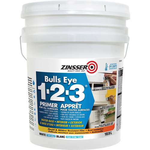 Bulls Eye 1-2-3&reg; Water-Base Primer, 18.9 L, Pail, White Consource