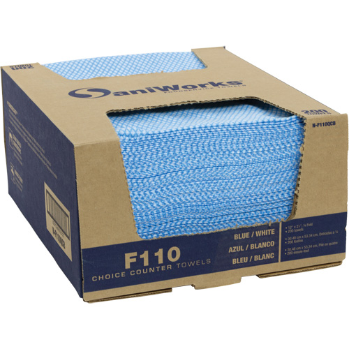 Chiffons de choix pour comptoir SaniWorks, Bleu/Blanc Consource