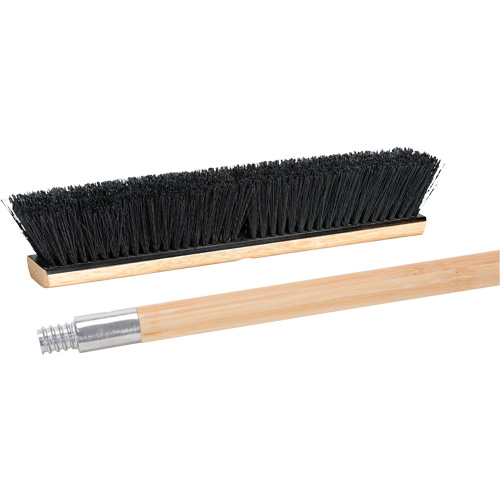 Balai-brosse avec manche &agrave; filetage m&eacute;tallique, 24", Moyen, Soies Tampico Consource