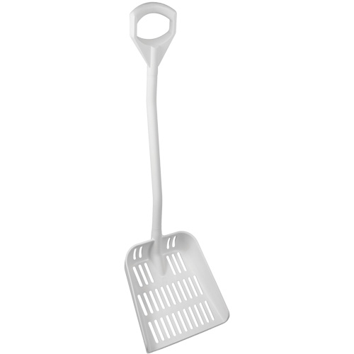Ergonomic Large Sieve Shovel, 45" Length, Plastic, White Consource