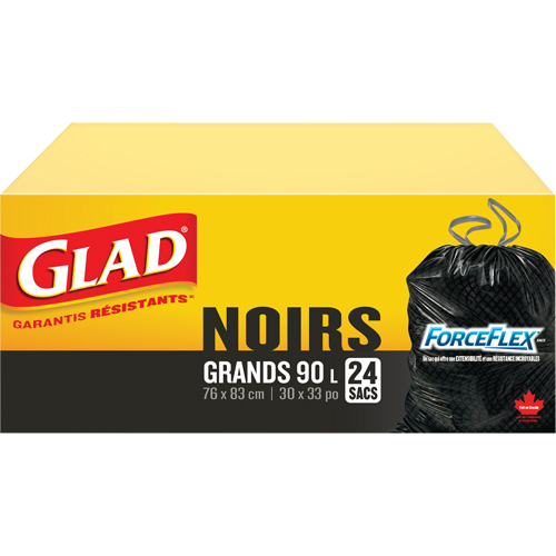 Sacs &agrave; ordures 90 L, R&eacute;gulier, 30" la x 33" lo, Noir Consource