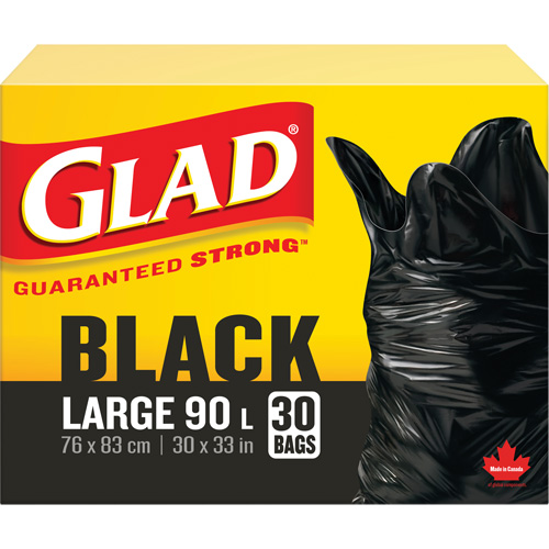 Sacs &agrave; ordures 90 L, R&eacute;gulier, 30" la x 33" lo, Noir Consource