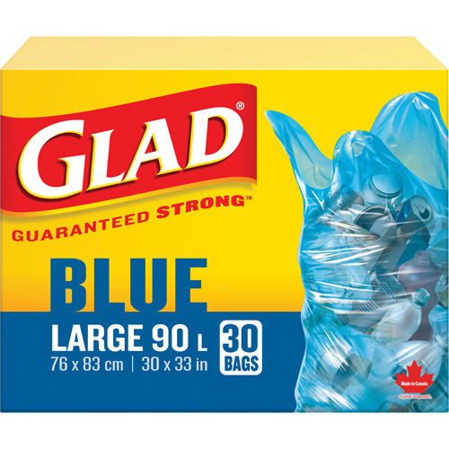 45L Recycling Bags, Regular, 30" W x 33" L, Blue Consource
