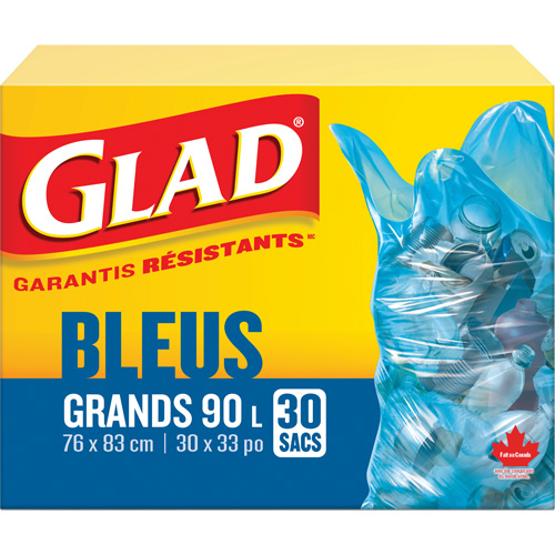 45L Recycling Bags, Regular, 30" W x 33" L, Blue Consource