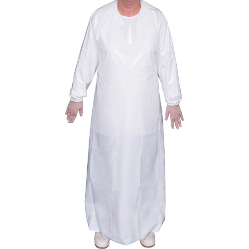Top Dog 6 Mil. Gown, X-Large, White, Polyurethane Consource
