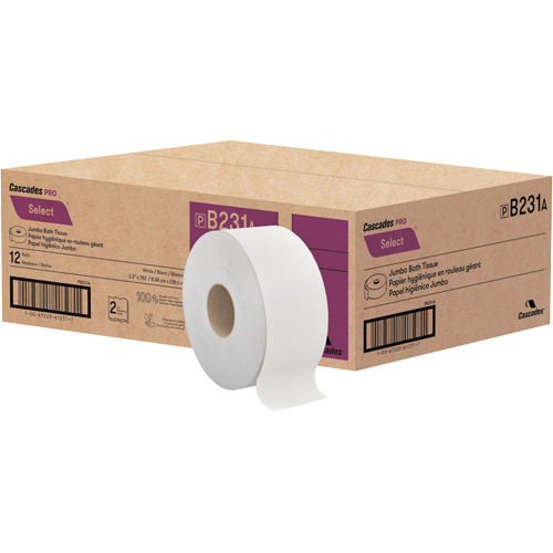 Pro Select&reg; Toilet Paper, Jumbo Roll, 2 Ply, 750' Length, White Consource
