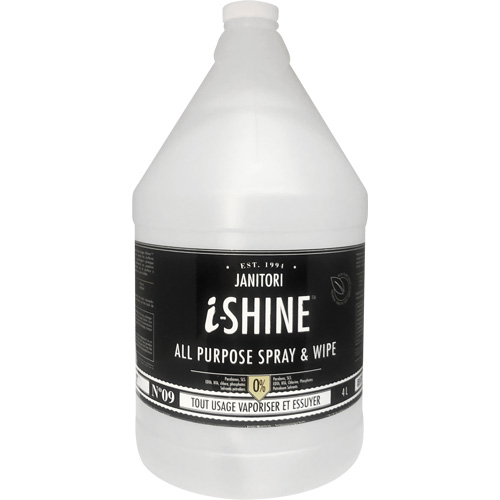 Nettoyant polyvalent &agrave; vaporiser et essuyer Janitori i-Shine, 4 L, Cruche Consource