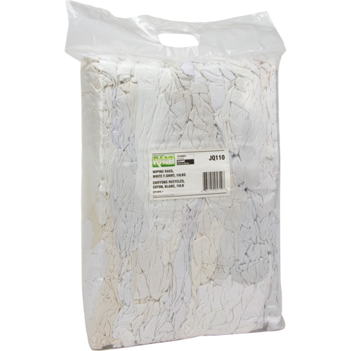 Chiffons fabriqu&eacute;s &agrave; partir de mat&eacute;riaux recycl&eacute;s, Coton, Blanc, 10 lb Consource
