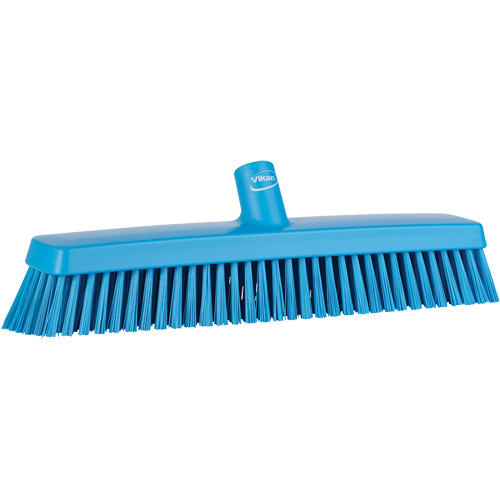 Push Broom Head, Fine/Stiff Bristles, 16-1/2", Polyester/Polypropylene, Blue Consource
