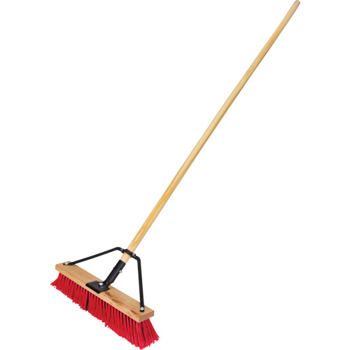 Push Broom with Braced Handle, 18", Medium, PVC Bristles Consource