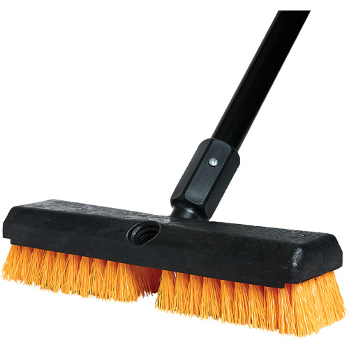 Cleaning Brush with Handle, 10" L, Polypropylene Bristles, Black/Red Consource