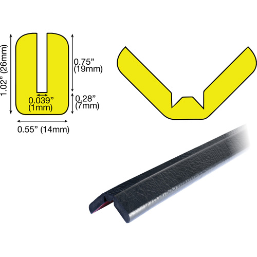 Butoir de protection de rebords mod&egrave;le W 1M, Longueur 3,25' (0,99 m) Consource