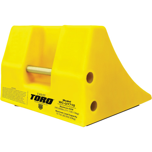 70 Ton Large Equipment Wheel Chock with Handle, Urethane, Yellow Consource