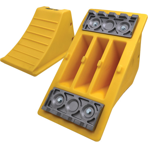 40 Ton Large Equipment Wheel Chock with Aluminum Cleats, Urethane, Yellow Consource