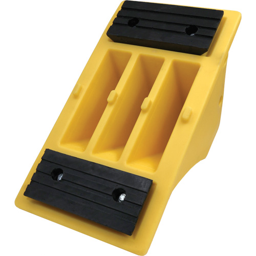 75 Ton Large Equipment Wheel Chock with Grip Pads, Urethane, Yellow Consource