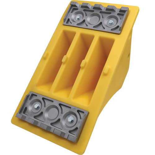 75 Ton Large Equipment Wheel Chock with Aluminum Cleats, Urethane, Yellow Consource