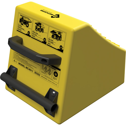 Cale de roue ultra-robuste pour l'exploitation mini&egrave;re Checkers Safety, PEHD, Jaune, 14-1/2" la x 17-1/2" p x 16" h Consource