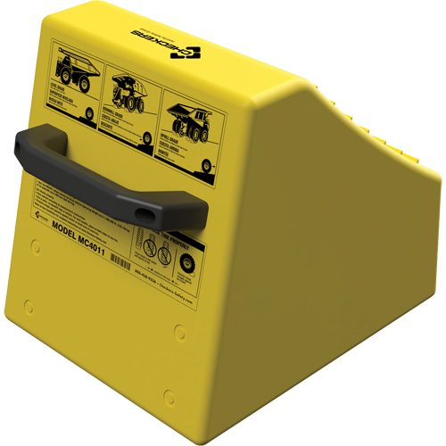 Cale de roue ultra-robuste pour l'exploitation mini&egrave;re Checkers Safety sans support, PEHD, Jaune, 14-1/2" la x 17-1/2" p x 16" h Consource